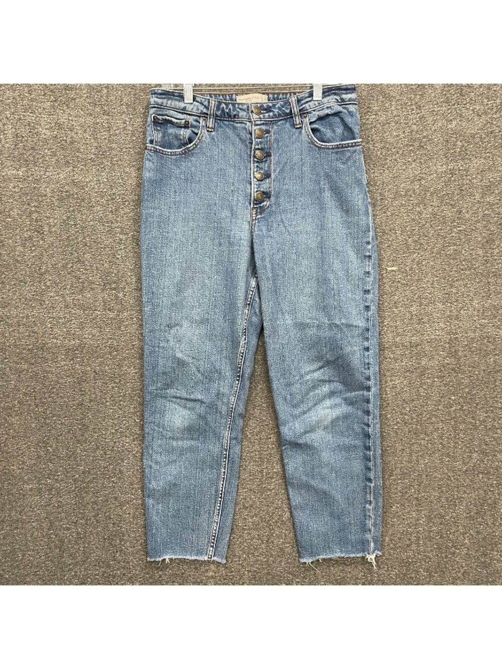 Abercrombie Fitch Curve Love Mom Jeans Womens 10 High Rise Button Fly Raw Hem